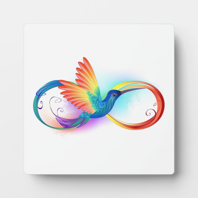 Plaque Photo Colibri arc-en-ciel avec symbole Infinity (Devant)