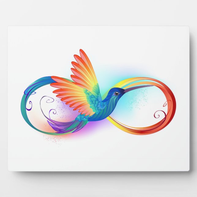 Plaque Photo Colibri arc-en-ciel avec symbole Infinity (Devant)