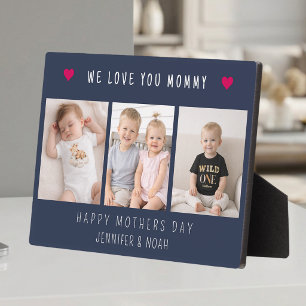 Plaque Photo Collage de 3 photos modernes On t'aime Maman