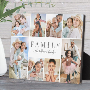 Plaque Photo Collage de photos de famille avec nom personnalisé