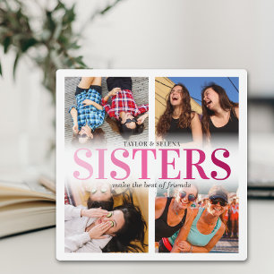 Plaque Photo Collage de photos de soeurs roses