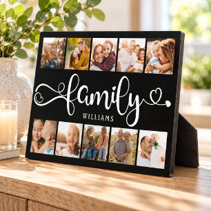 Plaque Photo Collage de script de famille moderne Chic 10 Colla