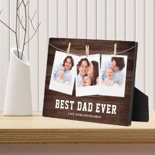 Plaque Photo Collage photo 3 Bois rustique Meilleur Papa Ever