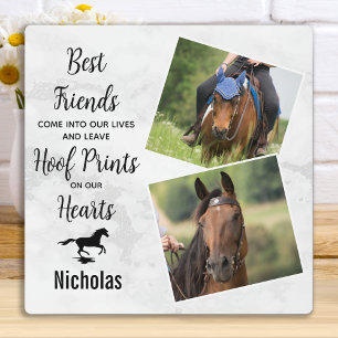 Plaque Photo Collage Photo Équine Personnalisé en Marbre Cheval