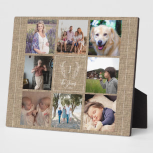 Plaque Photo Collage photo familial monogramme nom rustique 8