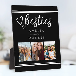 Plaque Photo Collage Photo Moderne Meilleures Amies Noir et Bla