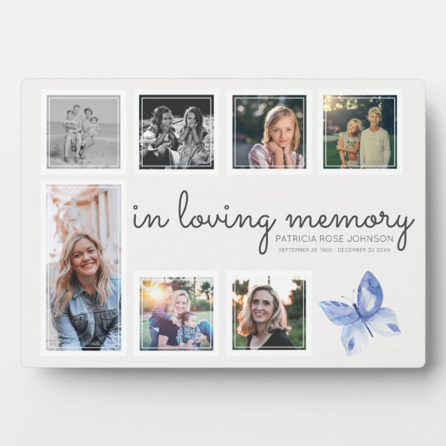 Plaque Photo Collage photo Souvenir Papillon En souvenir affect (Devant)