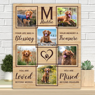 Plaque Photo Collage Photo Unique Mémorial pour Chien en Bois N