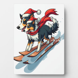 Plaque Photo Collie de Border Snowboardeur