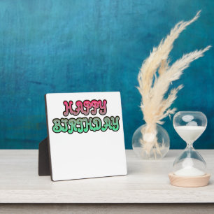 Plaque Photo Colorful Gradient Happy Birthday Typography