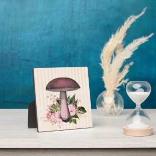 Plaque Photo Compilation vintage de champignons et de fleurs