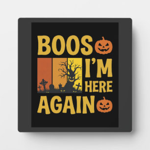 Plaque Photo Conception de cimetière rétro Boos d'Halloween, je