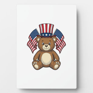 Plaque Photo Conception de vecteur de nounours patriotique vint