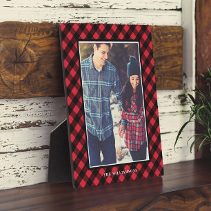 Plaque Photo Confortable et chaleureux   Red Buffalo Plaid Fami