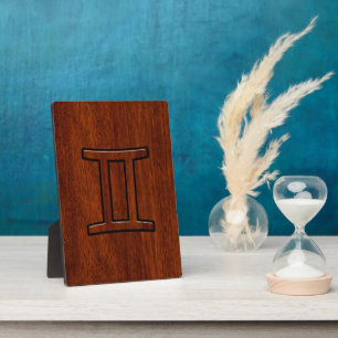 Plaque Photo Connexion Gemini Zodiac en bois acajou