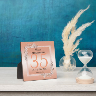 Plaque Photo Coral Gem & Glitter 35e anniversaire de mariage