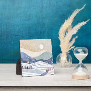 Plaque Photo Coteau neigeux   Aquarelle hiver