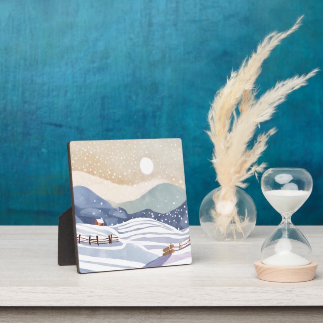 Plaque Photo Coteau neigeux | Aquarelle hiver (Insitu)