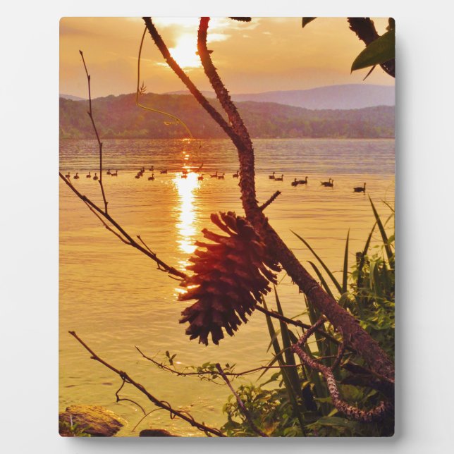Plaque Photo Coucher de soleil du lac Pinecone (Devant)