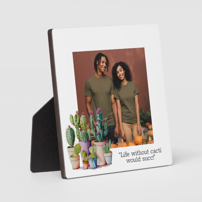 Plaque Photo Couleur d'eau mignonne cactus personnalisation pho (Recto)