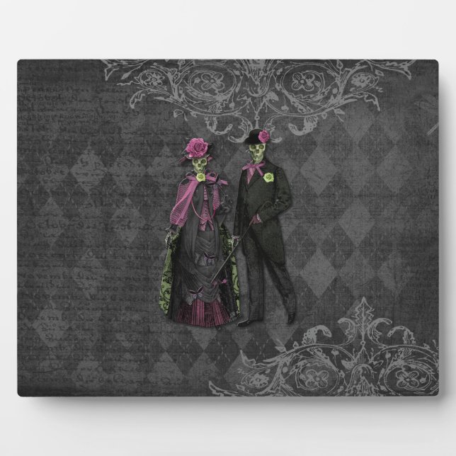 Plaque Photo Couple de squelette d'Halloween (Devant)