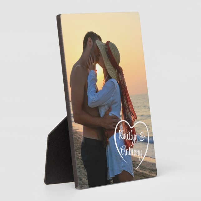 Plaque Photo Couple Love Heart Photo Names (Côté)