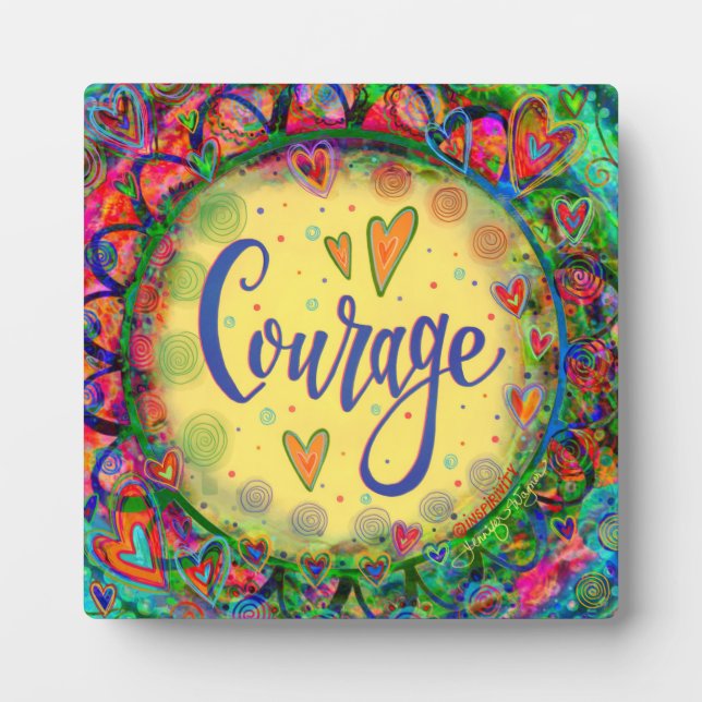 Plaque Photo Courage Motivationnel Joli BoHo Inspirivity (Devant)