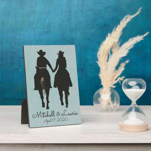 Plaque Photo Cowboy Love Mariage (Côté)