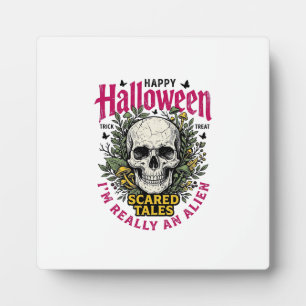 Plaque Photo Crâne d'alien graphique Halloween vintage pour T-s