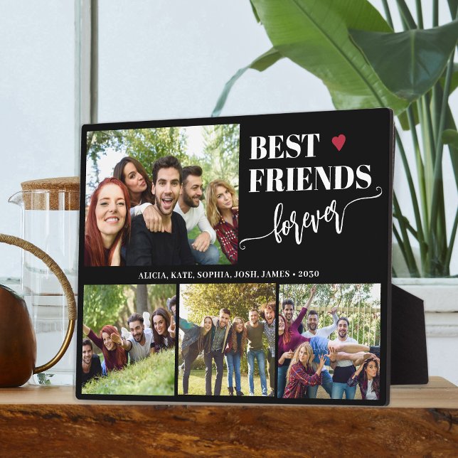 Plaque Photo Create your own best friends 4 photo collage black (Créateur téléchargé)