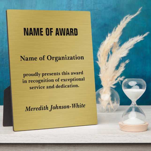 Plaque Photo Créer une récompense personnalisée pour bénévolat  (Côté)