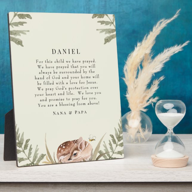 Plaque Photo Crème Bois Prière animale pour enfant (Côté)