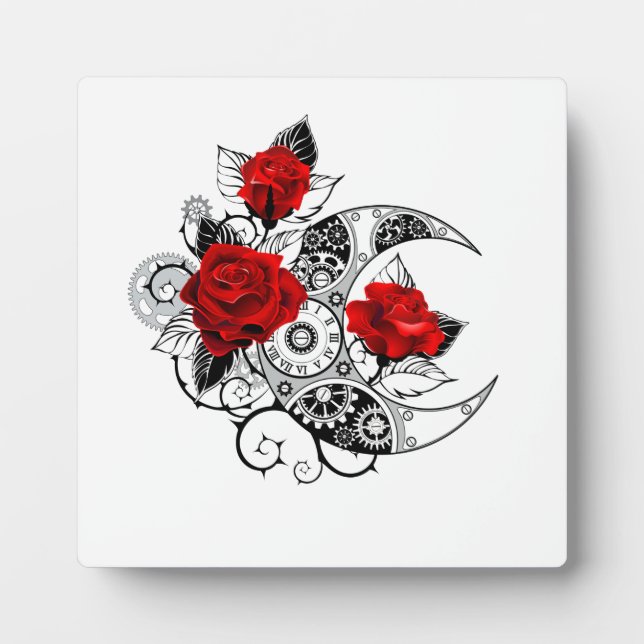 Plaque Photo Croissant mécanique avec roses rouges (Devant)