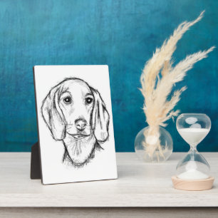 Plaque Photo croquis de teckel dessiné à la main chien chiot no