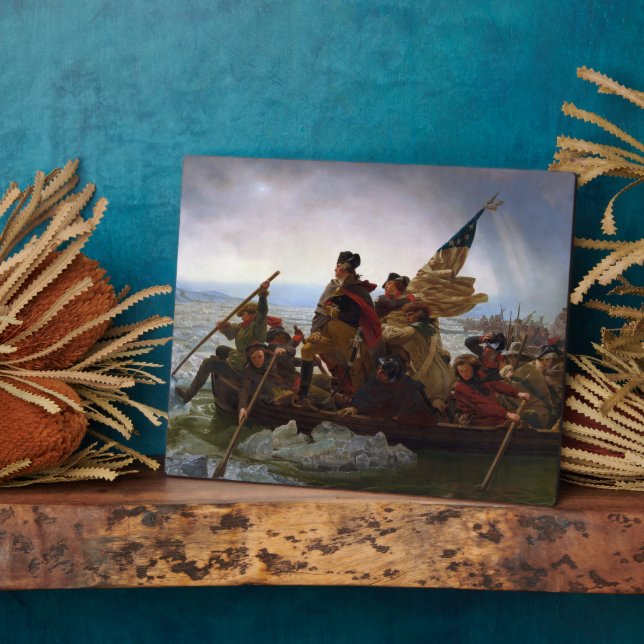 Plaque Photo Crossing Delaware 1776 : Général George Washington (Côté)