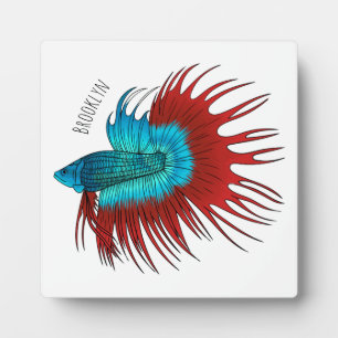 Plaque Photo Crowntail betta fish cartoon illustration