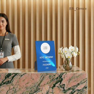 Plaque Photo Cuir Bleu Royal Logo Entreprise Personnalisé Wifi