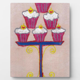 Plaque Photo Cupcake Art Imprimer avec cerise et Arrière - plan