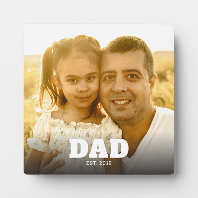 Plaque Photo Custom Dad Established Modern Bold Text Photo (Devant)