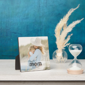 Plaque Photo Custom Mom Established Modern Retro Script Photo