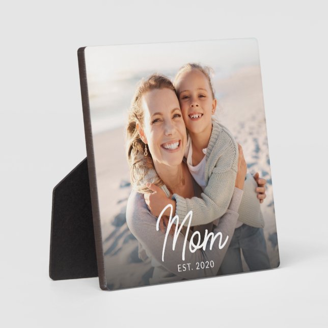 Plaque Photo Custom Mom Established Modern Script Photo  (Recto)