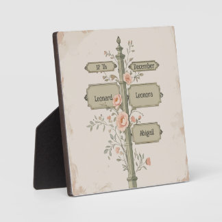 Plaque Photo Custom Vintage Signpost with Names & Date – Rustic