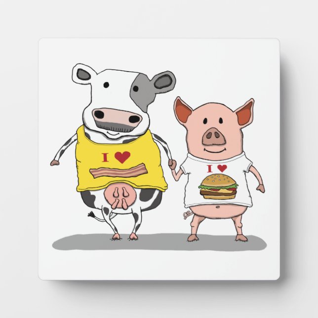 Plaque Photo Cute and Funny Cow and Pig Friends (Devant)