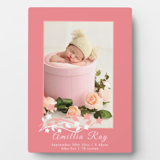 Plaque Photo Cute Custom Nouveau-né bébé fille naissance Statis (Devant)