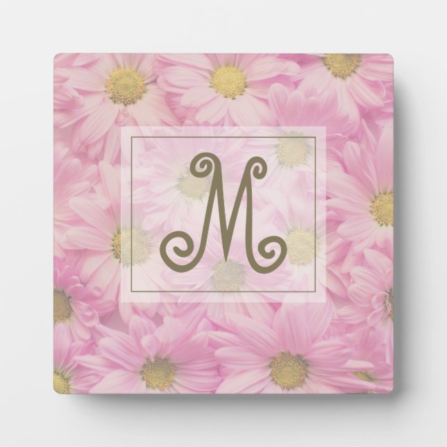 Plaque Photo Cute Monogram Rose Daisy Personnalisé (Devant)