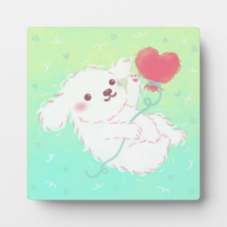 Plaque Photo Cute Puppy with Heart Balloon