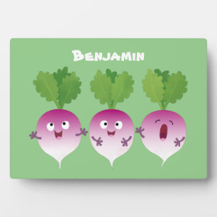 Plaque Photo Cute turnip légumes trio chanter dessin animé