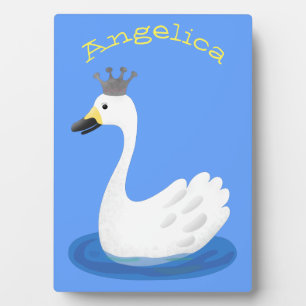 Plaque Photo Cute white swan with crown cartoon