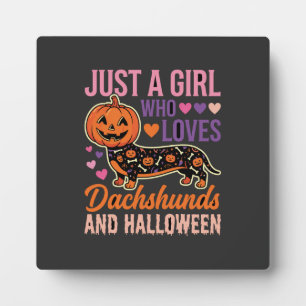 Plaque Photo Dachshund drôle d'Halloween Citrouille Amateur de