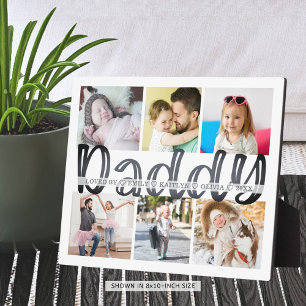 Plaque Photo DADDY 6 Photo Collage Gray Custom Texte 8x10 Plaqu